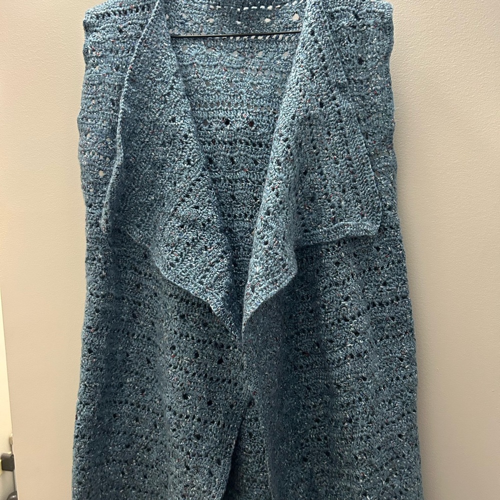 Blue denim colour flowing  Cardigan Vest Sweater
